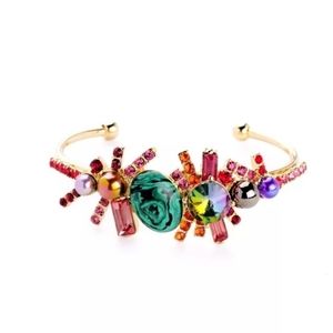 Colourful Open Cuff  Flower Fashion Pearl Bracelet Bangle